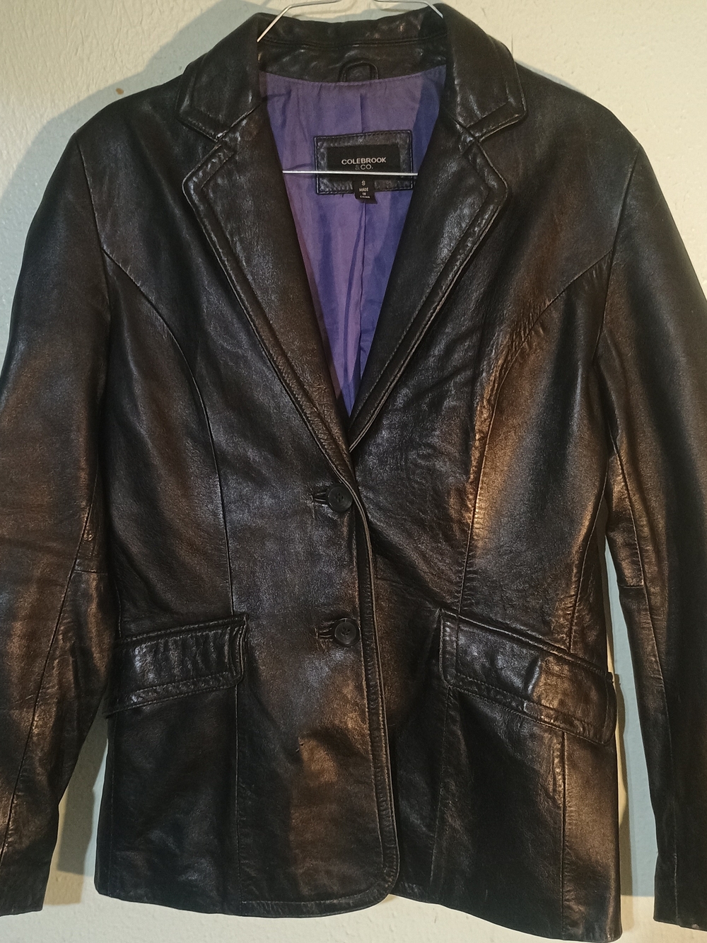 Colebrook Co. Black Leather Blazer Jacket Petite S